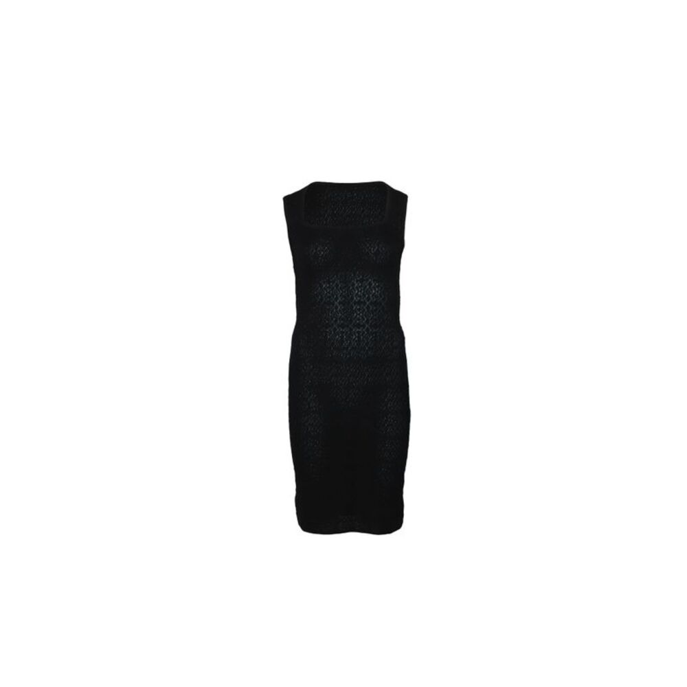 Alaïa Square Neck Bodycon Dress in Black Cotton